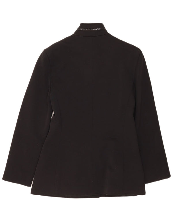 Genny Womens Double Breasted Coat IT 42 Medium Black Polyamide
