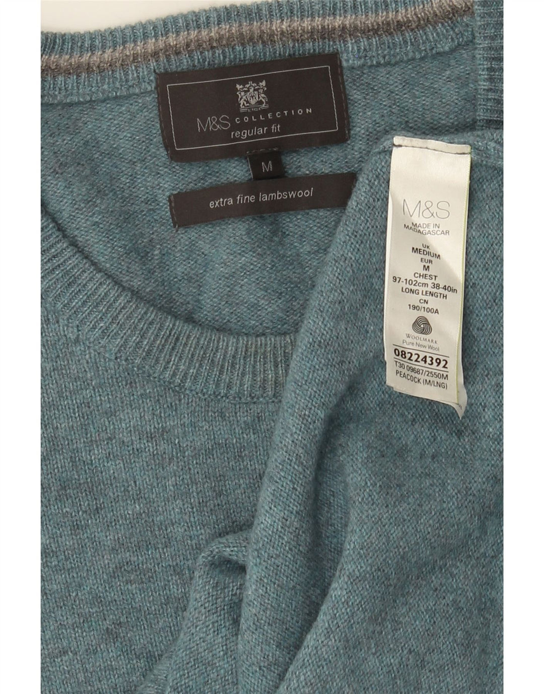 Marks & Spencer muški džemper s okruglim izrezom srednje plave boje