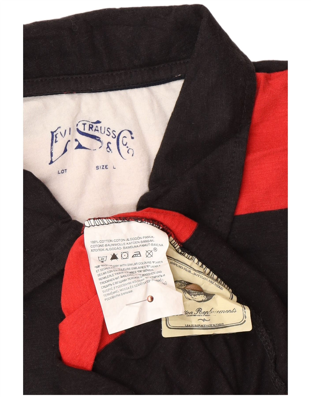 LEVI'S muška ragbi polo majica dugih rukava s grafičkim motivima, velike pamučne crvene pruge