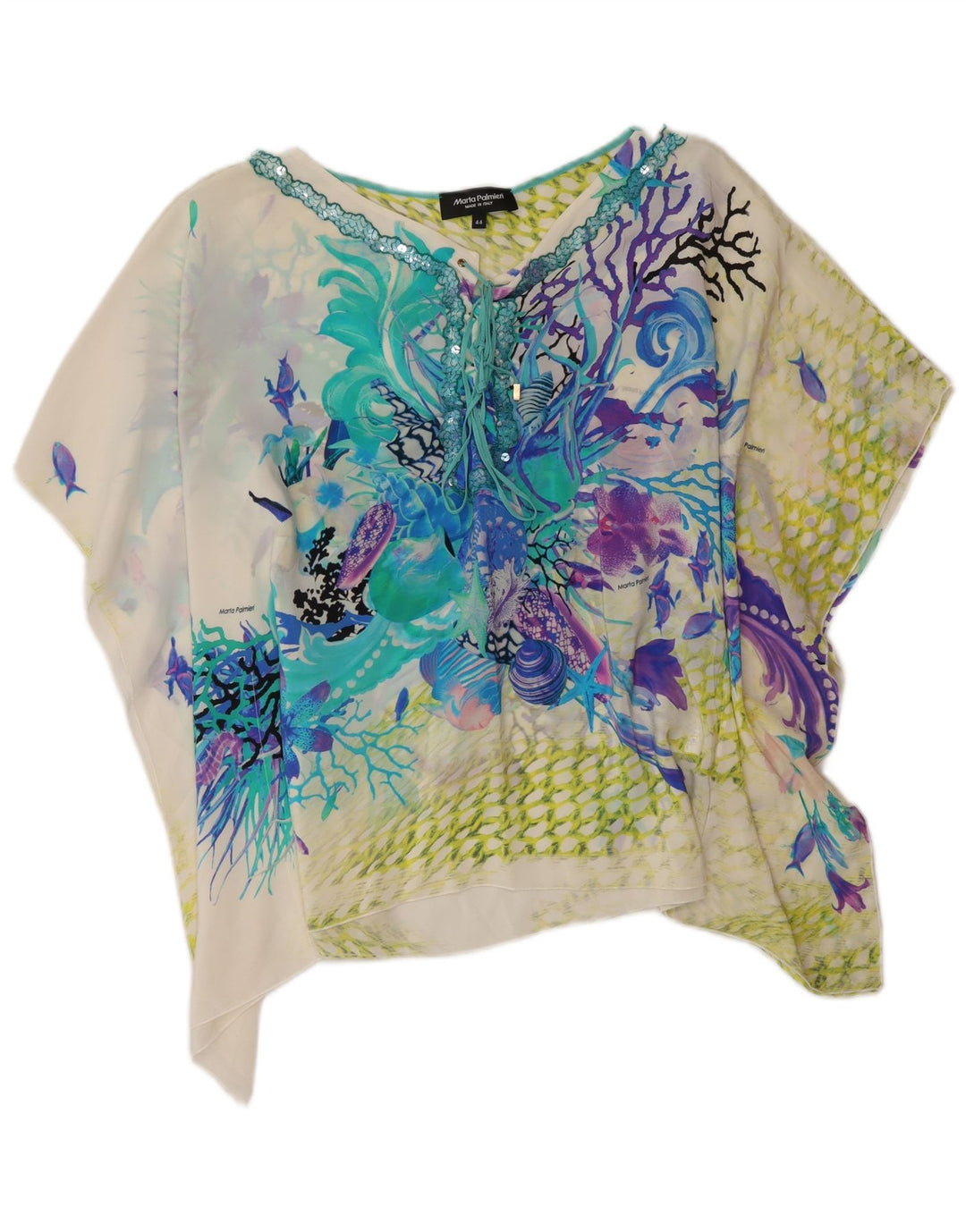 Marta Palmieri Ženski gornji dio pončo bluze UK 12 srednje bijele svile