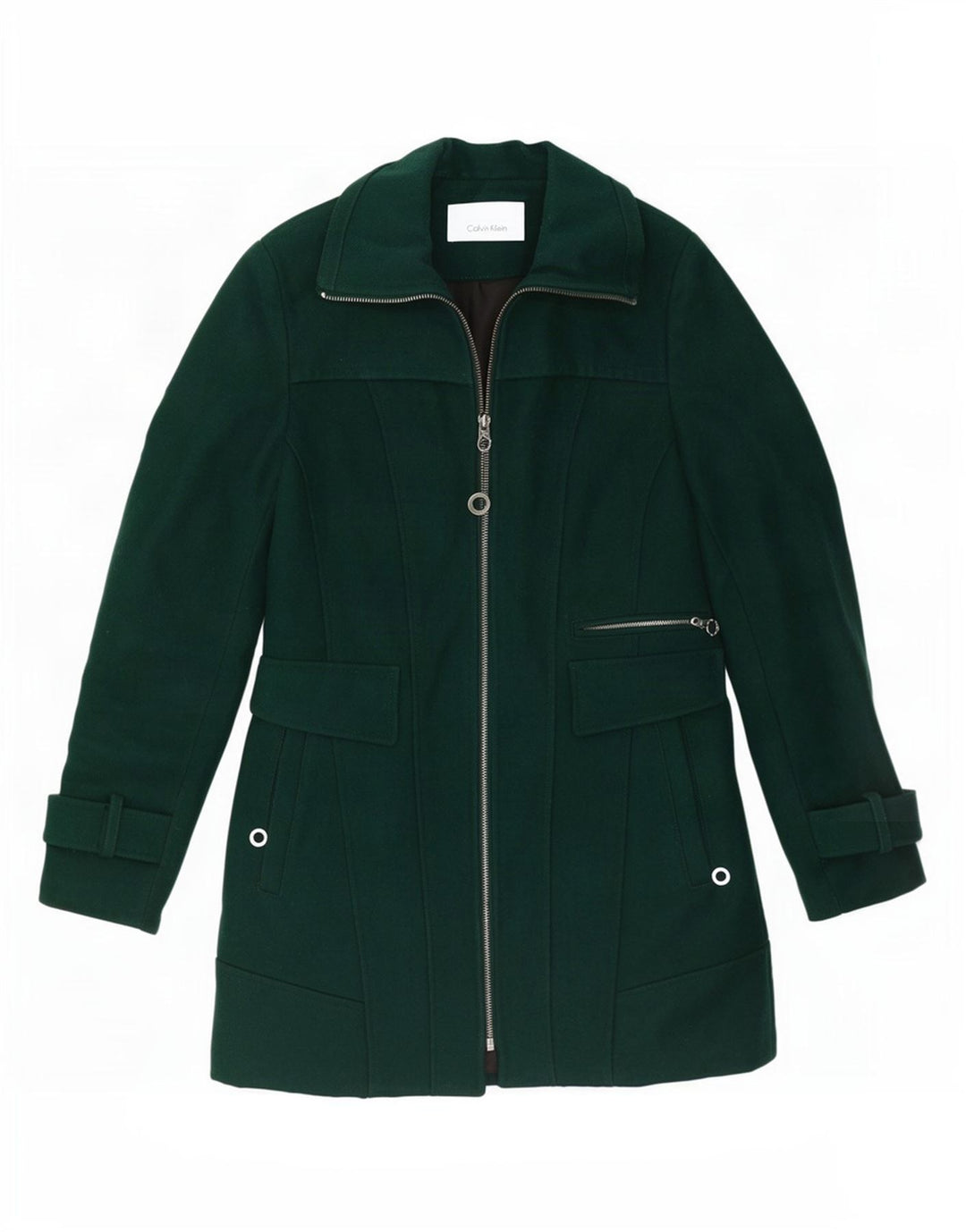 Calvin Klein ženski trenč kaput UK 10 Small Green Wool Classic