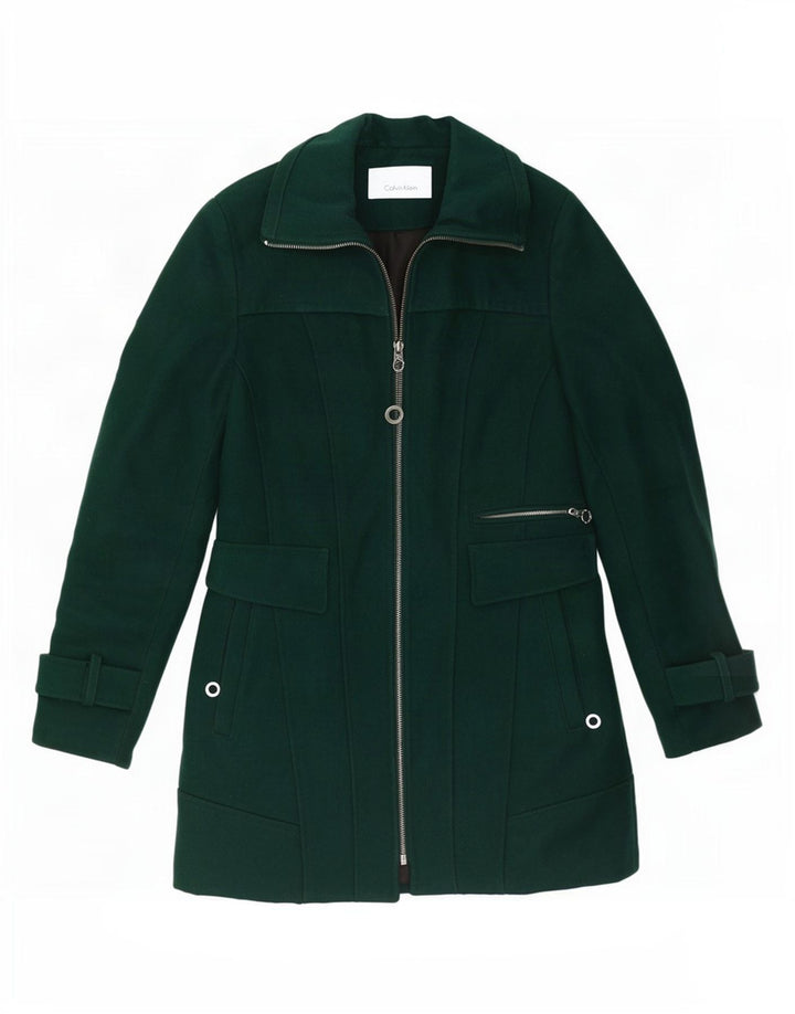 Calvin Klein ženski trenč kaput UK 10 Small Green Wool Classic