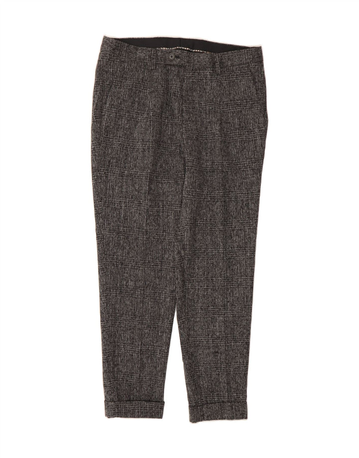 SORBINO Mens Slim Suit Trousers IT 46 Small W29 L28 Grey Check Polyester Vintage Sorbino and Second-Hand Sorbino from Messina Hembry 