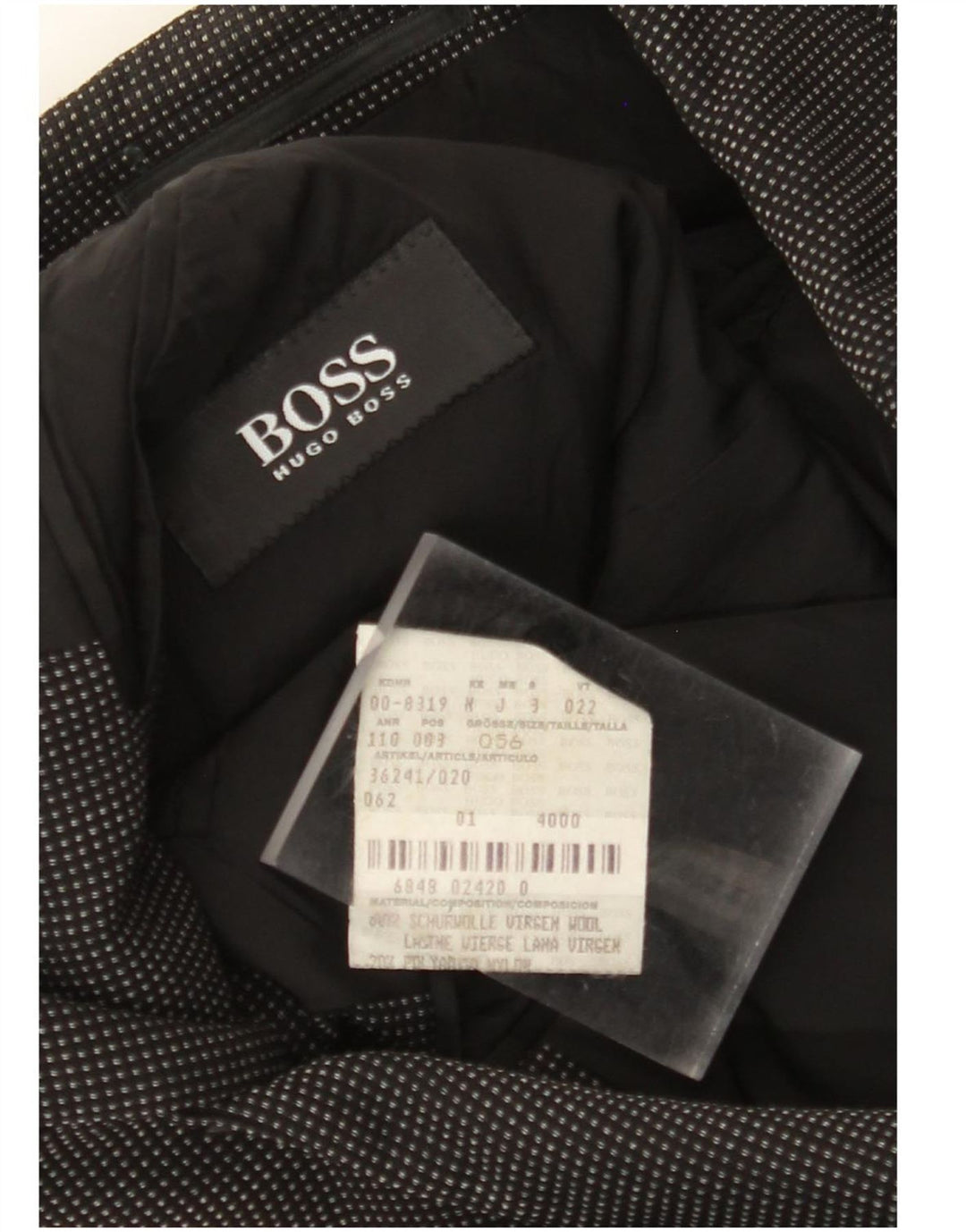 HUGO BOSS Muška jakna sa 3 gumba EU 56 3XL Crna točkasta vuna
