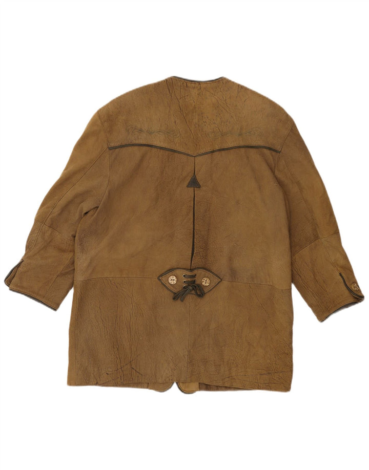 VINTAGE ženska kožna jakna sa 3/4 rukavima EU 44 XL kaki