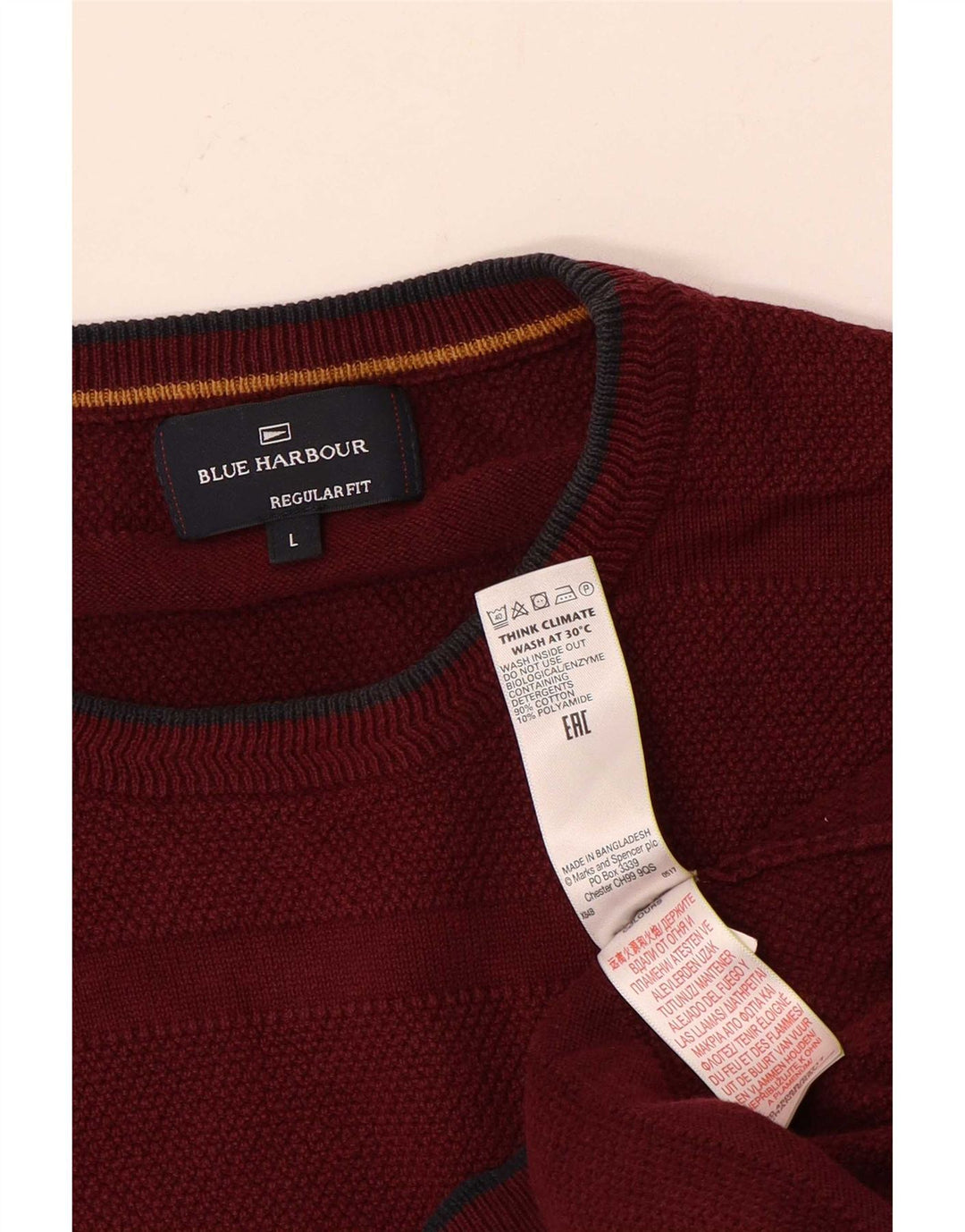 Marks & Spencer muški pulover s okruglim izrezom Blue Harbor, veliki kestenjasti