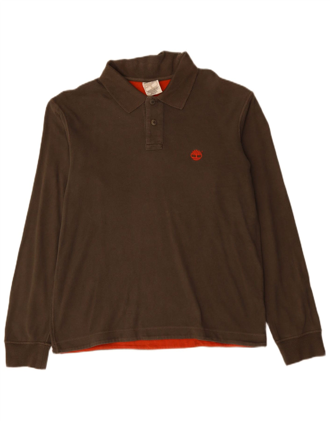 TIMBERLAND Muška polo majica dugih rukava standardnog kroja, srednji kaki pamuk