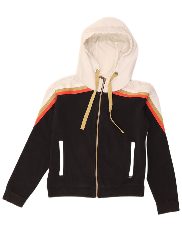 GAS Ženski pulover s kapuljačom na patentni zatvarač UK 14 Srednje crni pamuk u blokovima boja