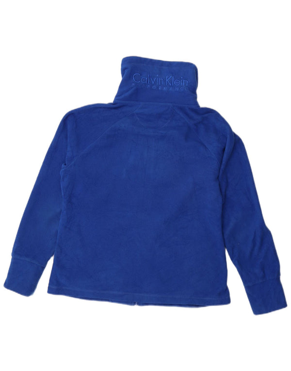 CALVIN KLEIN Ženska grafička jakna od flisa UK 14 srednje plavi poliester