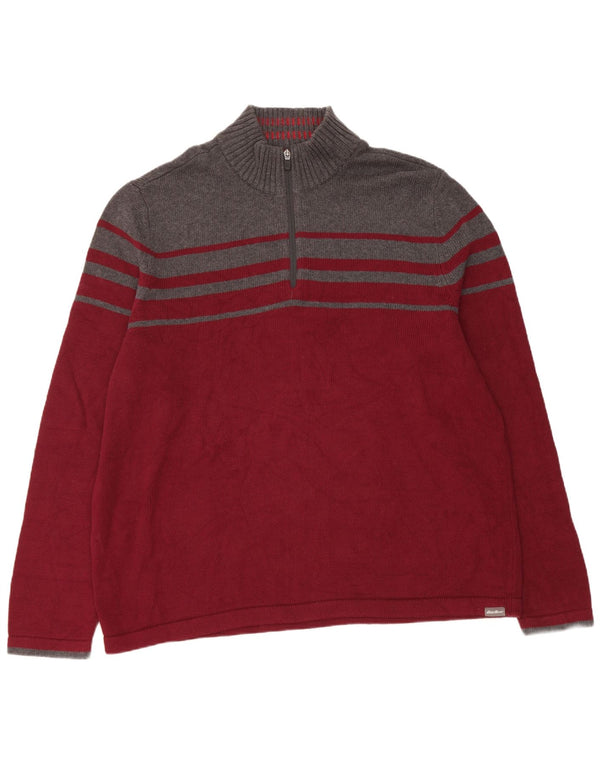 Eddie Bauer muški džemper s izrezom s patentnim zatvaračem XL crveni pamuk