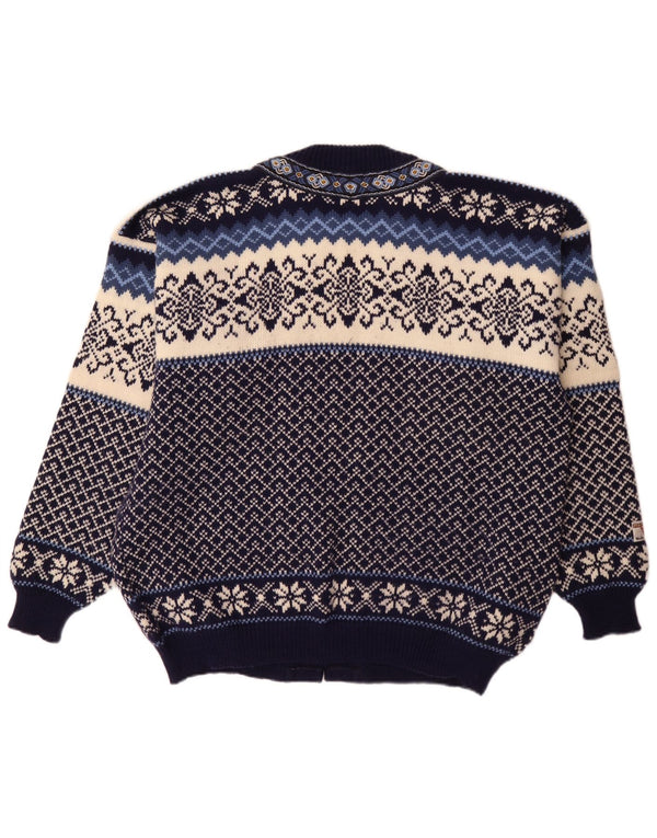 Nordstrikk muški kardigan pulover standardnog kroja XL tamnoplavi Fair Isle