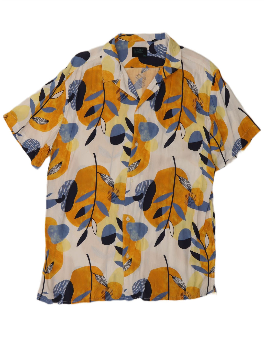 Vintage muška košulja kratkih rukava 2XL višebojna cvjetna viskoza