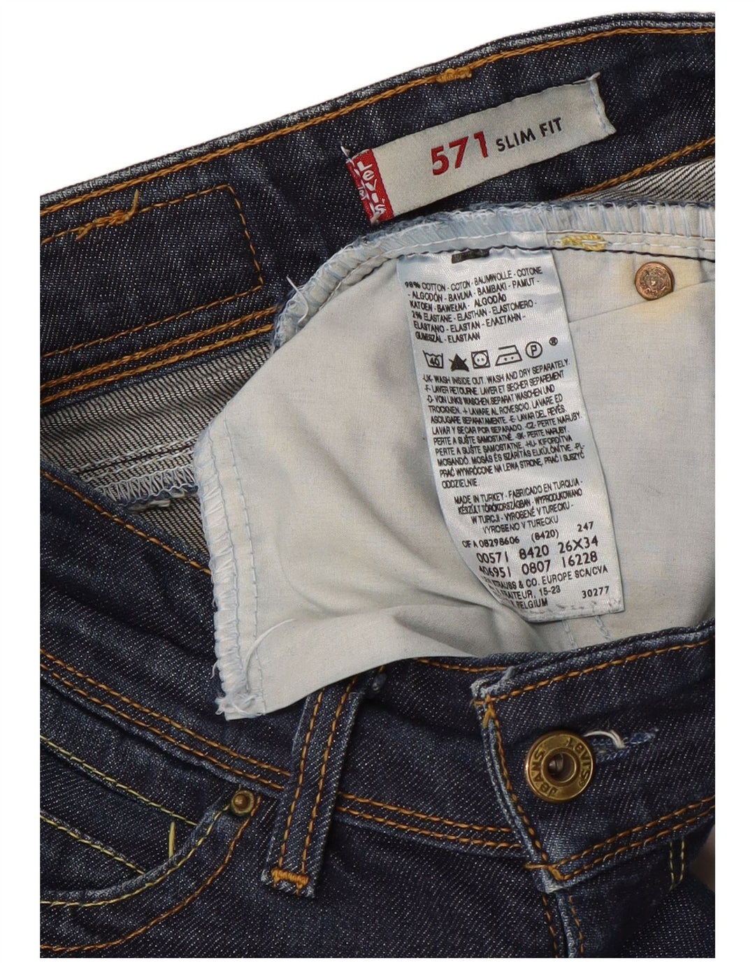 LEVI'S Ženske 571 uske traperice W26 L34 tamnoplave