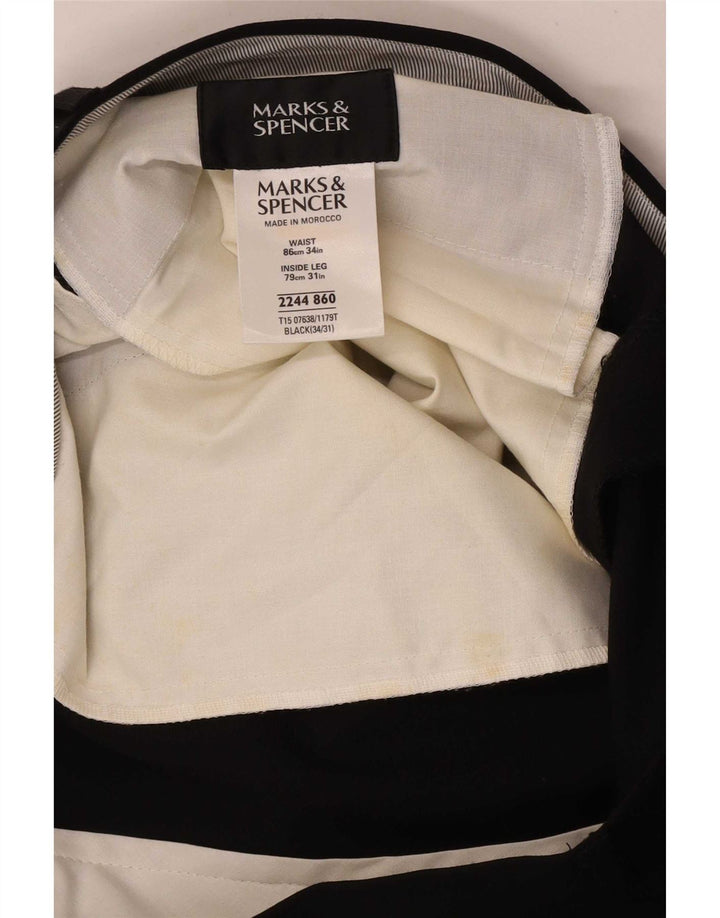 Marks & Spencer muške hlače s štipaljkama W34 L31 crni poliester