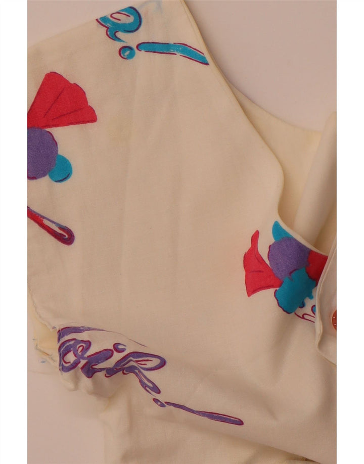 VINTAGE ženska haljina A-kroja bez rukava s apstraktnim uzorkom UK 8 Mala bijela