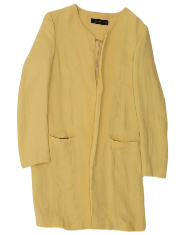 Zara Womens Open Overcoat UK 10 Small Yellow Viscose
