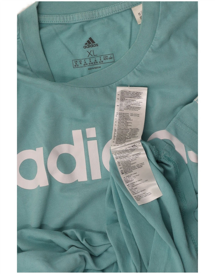 ADIDAS Ženska grafička majica kratkih rukava UK 20/22 XL plavi pamuk