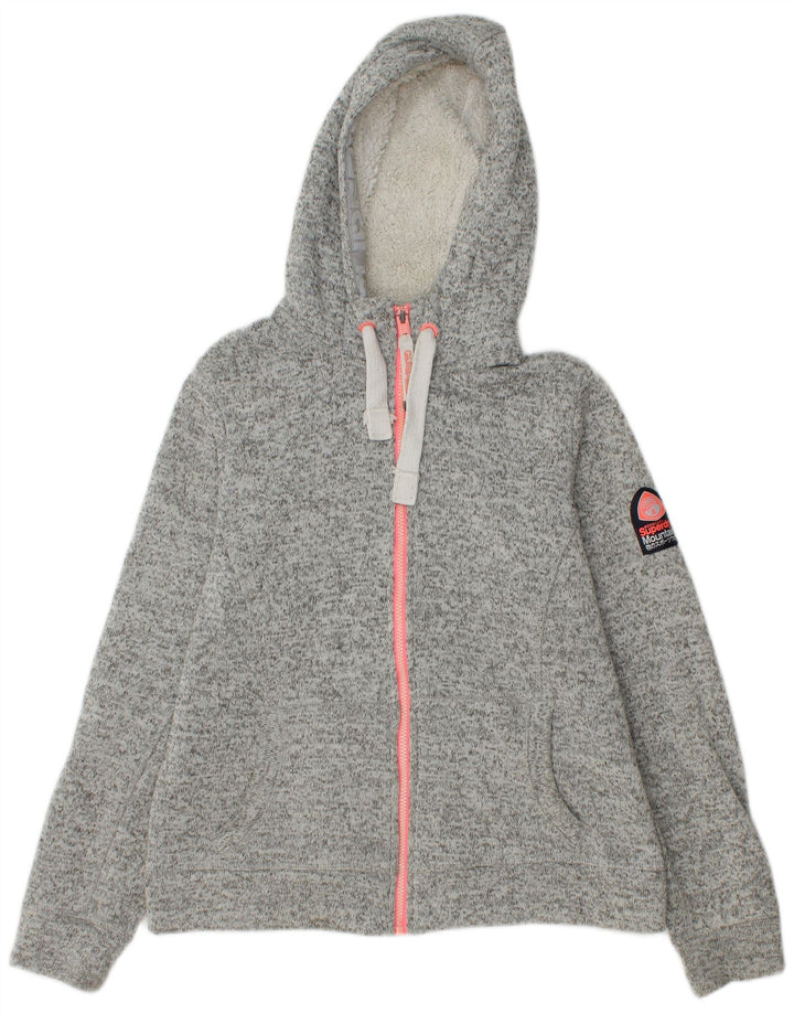 Superdry ženski pulover s kapuljačom na patentni zatvarač UK 16 Veliki sivi flekasti poliester