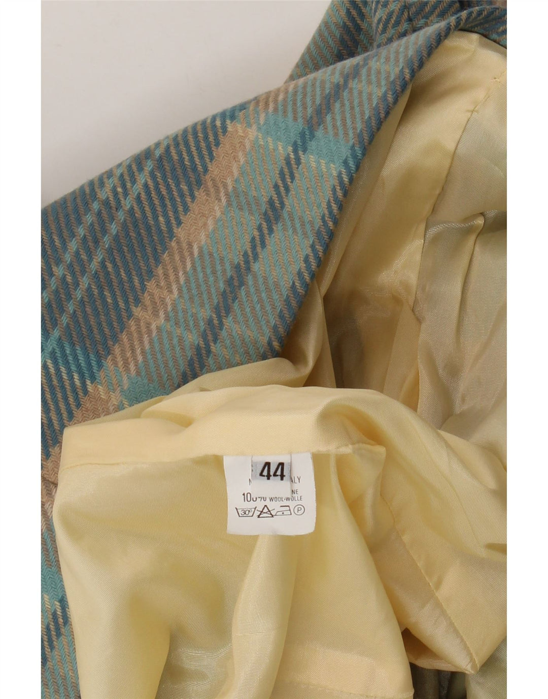 Vintage ženski sako s 5 gumba IT 44 Srednje plava karirana vuna