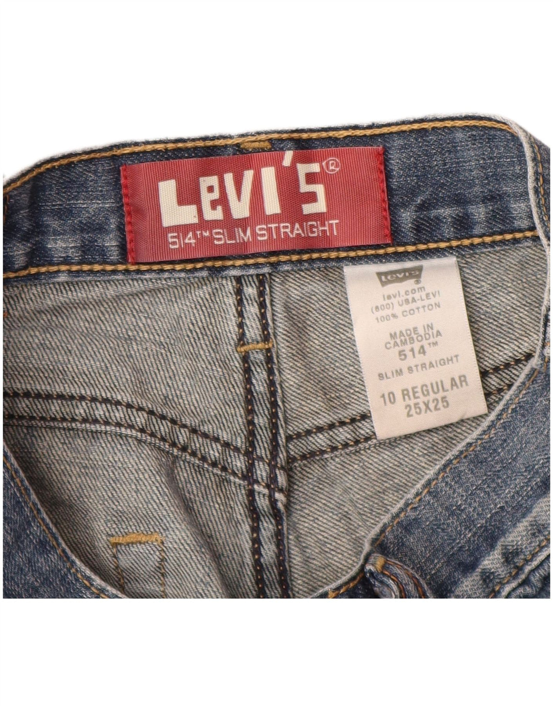 LEVI'S Boys 514 uske ravne traperice 9-10 godina W25 L25 plavi pamuk