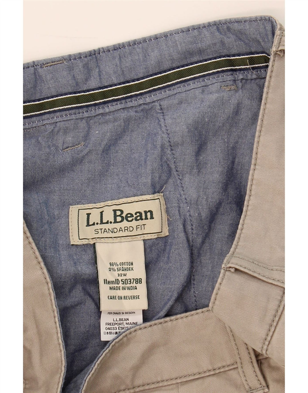 L.L.BEAN Mens Standard Fit Chino Shorts W32 Medium  Grey Cotton Vintage L.L.Bean and Second-Hand L.L.Bean from Messina Hembry 