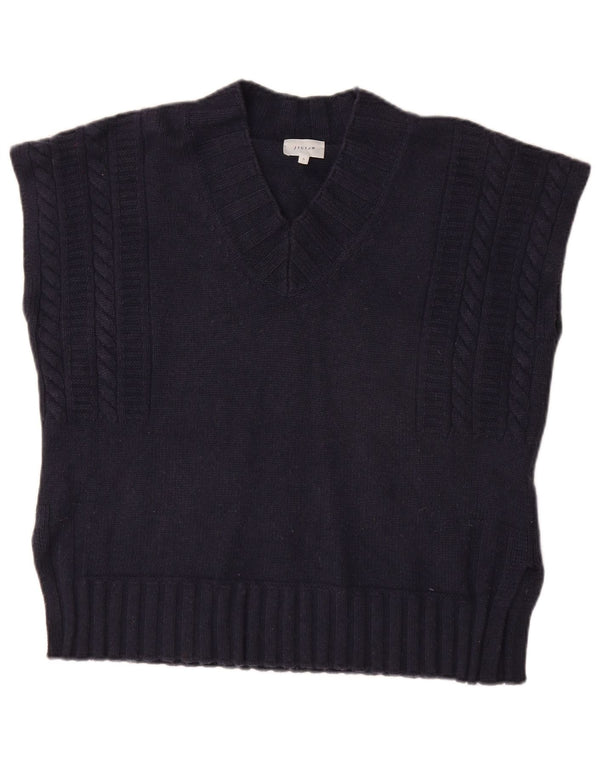 JIGSAW Womens Oversized Vest Tank Top UK 10 Small Navy Blue Wool