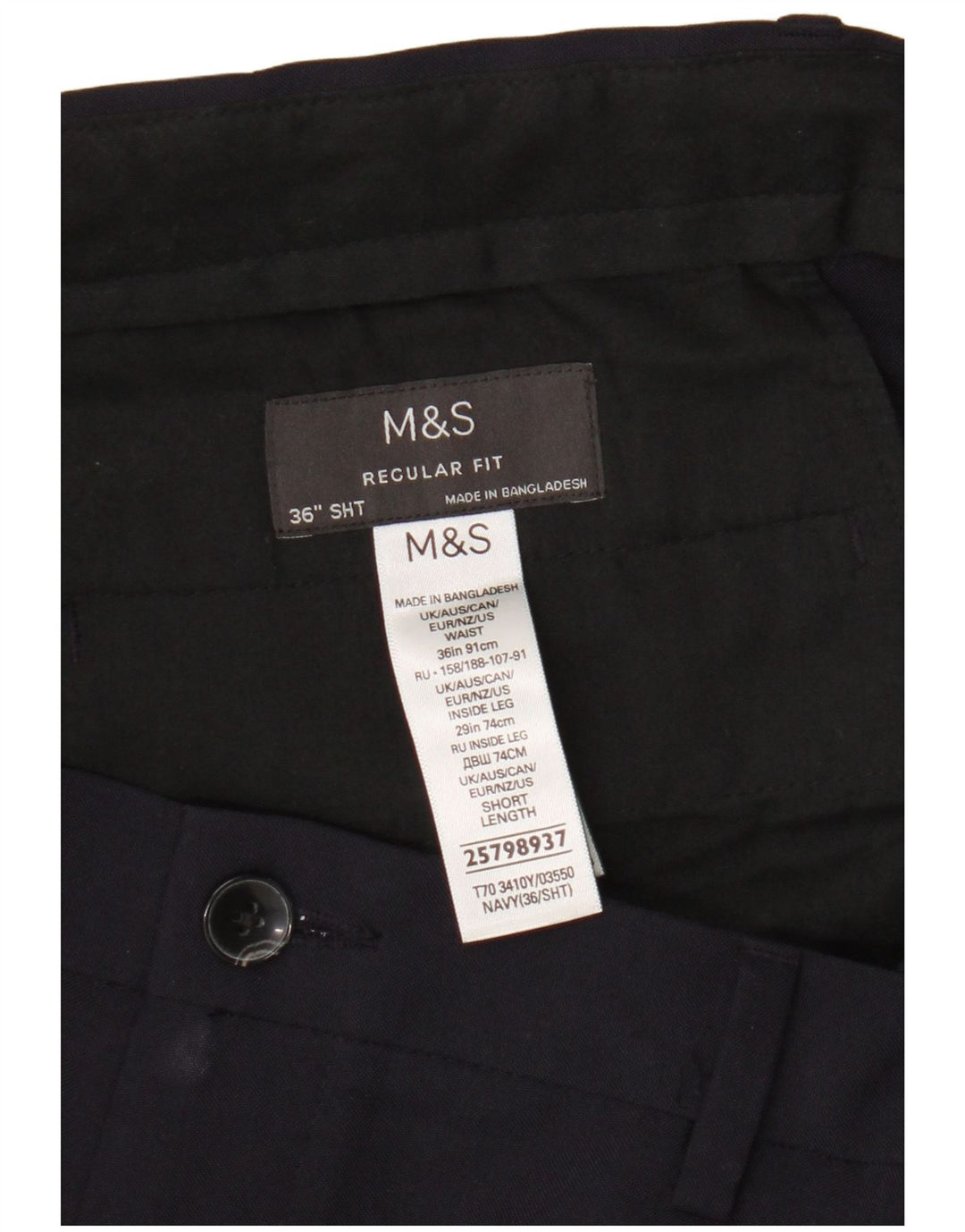 Marks & Spencer muške chino hlače standardnog kroja W36 L29 tamnoplavi poliester
