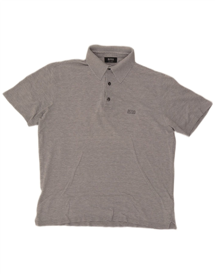 Muška polo majica Hugo Boss, srednje sivi flekasti pamuk