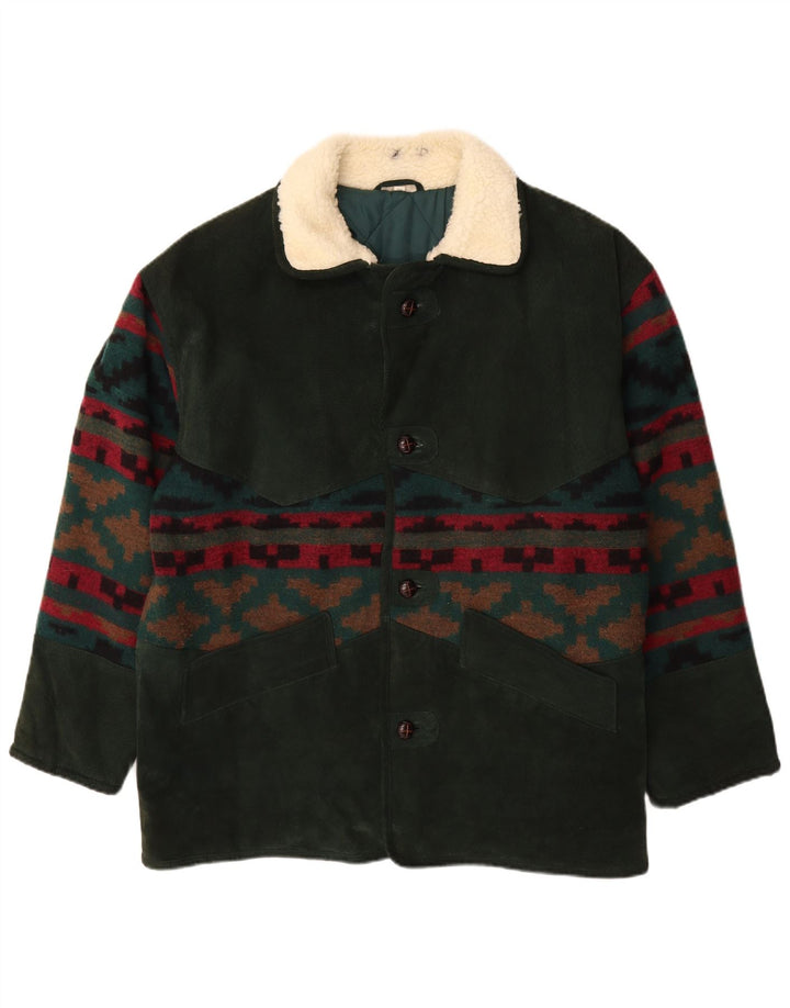 Vintage muška antilop jakna UK 42 XL kaki geometrijska vuna