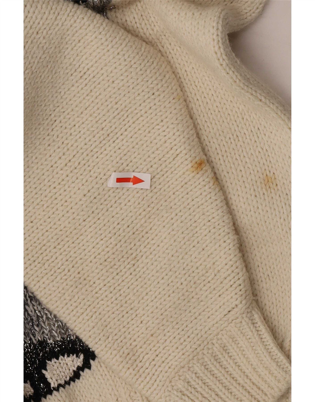 Vintage ženski džemper s dugmadima i ovratnikom UK 16 Large Off White