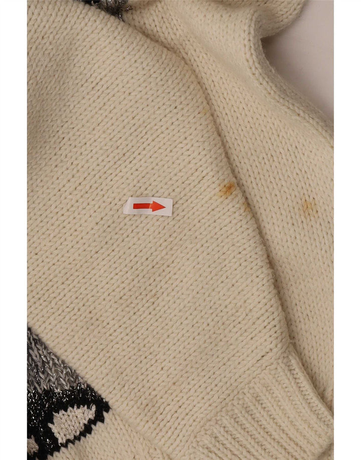 Vintage ženski džemper s dugmadima i ovratnikom UK 16 Large Off White