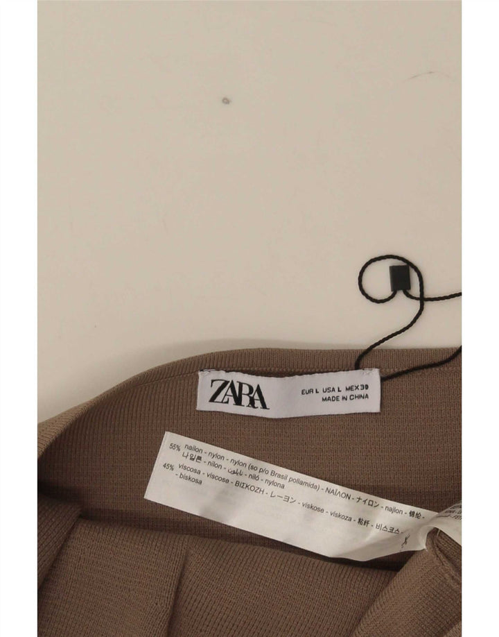 Zara ženska majica bez naramenica UK 14 veliki smeđi najlon