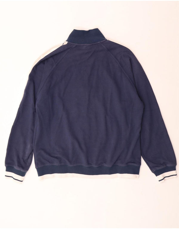 ASICS Mens Tracksuit Top Jacket 2XL Navy Blue Colourblock Cotton