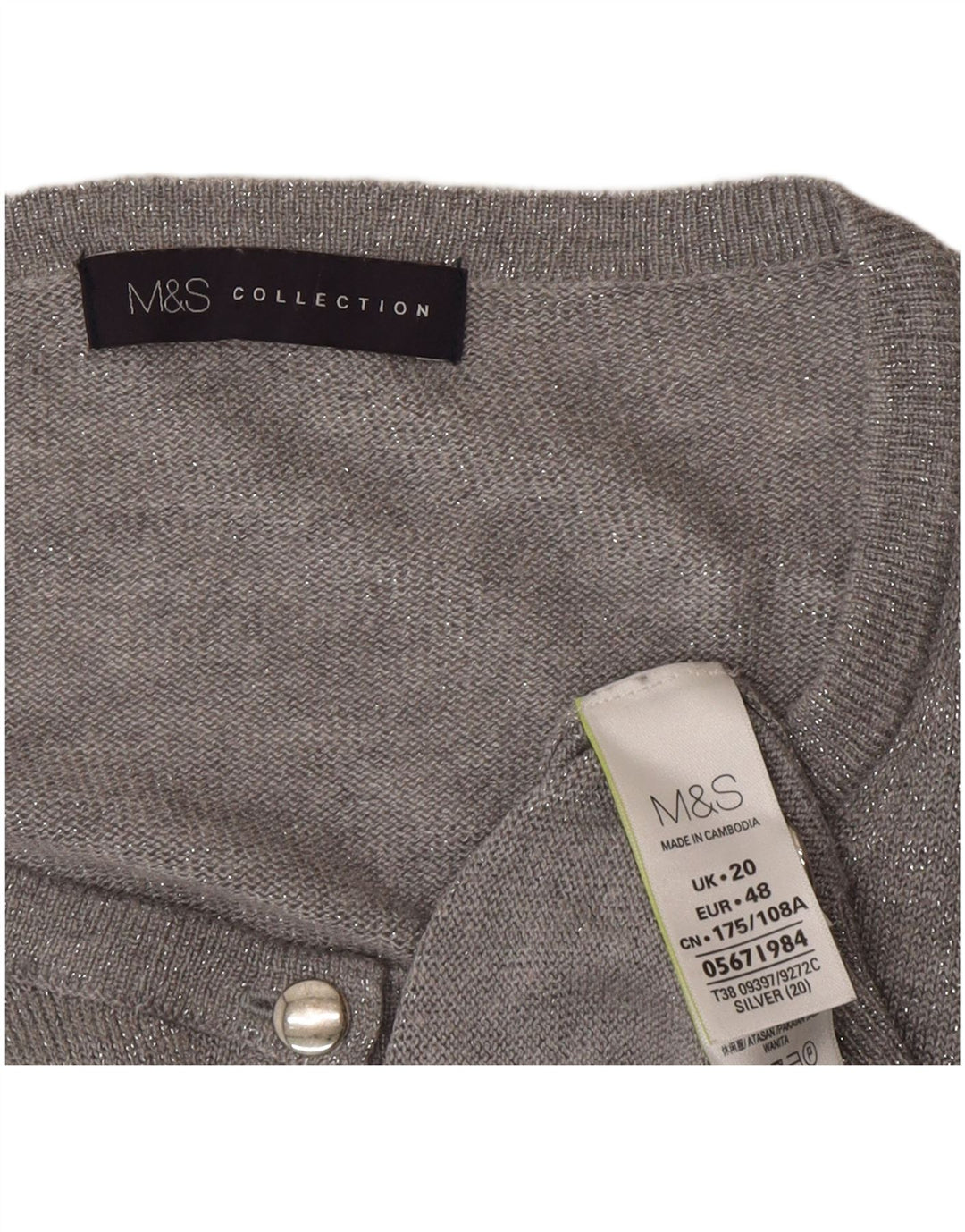 Marks & Spencer ženski kardigan pulover UK 20 2XL sivi poliamid