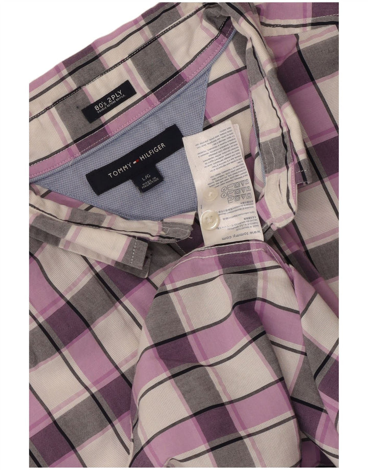 Tommy Hilfiger muška košulja veliki ljubičasti karirani pamuk 80-ih