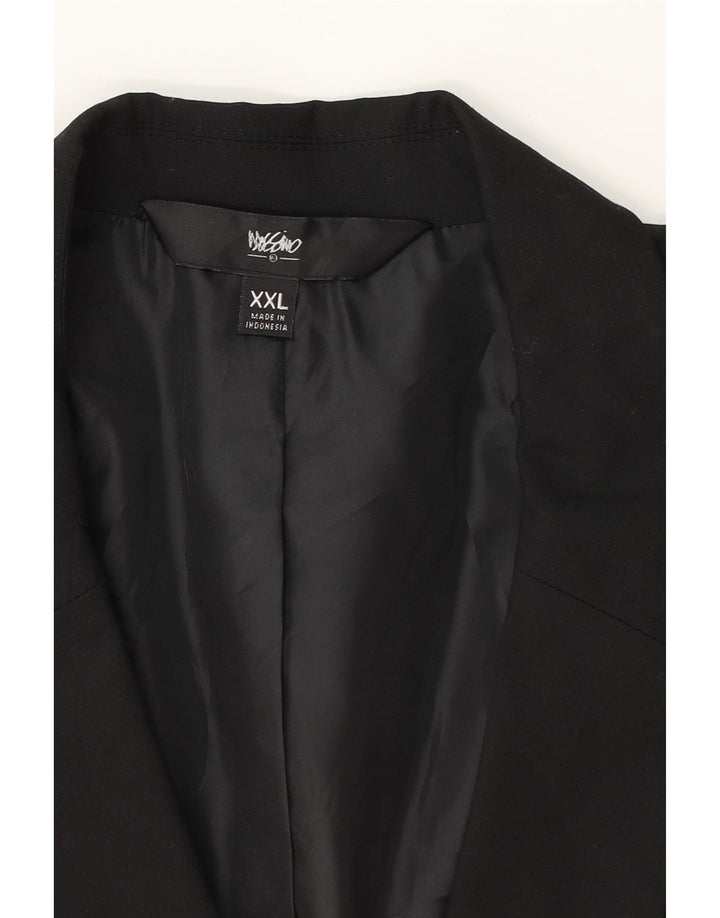 MOSSIMO Womens 1 Button Blazer Jacket UK 20 2XL Black Polyester Vintage Mossimo and Second-Hand Mossimo from Messina Hembry 