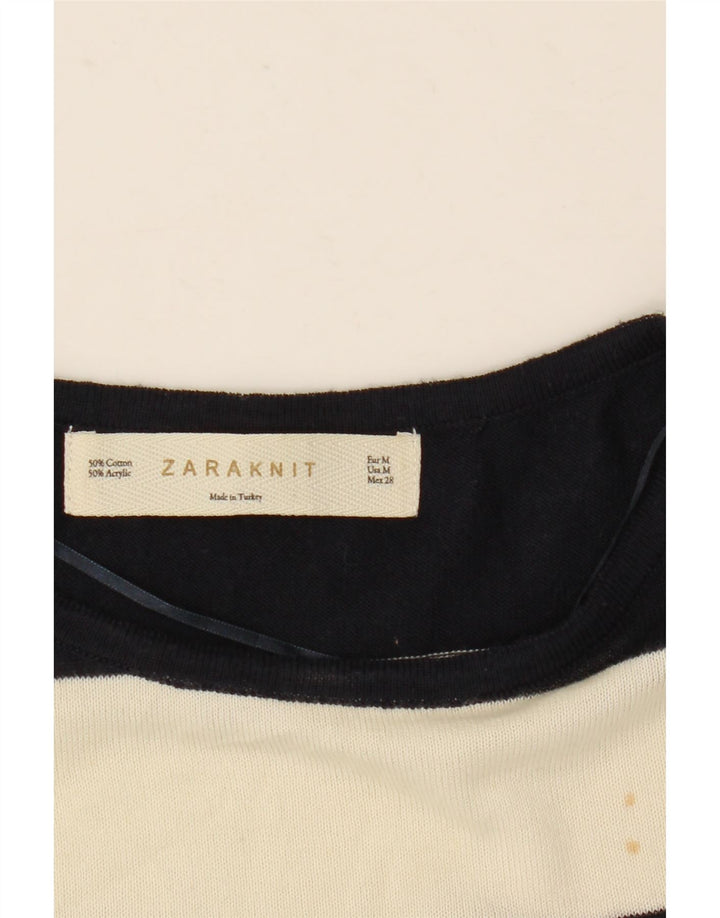 Zara ženska prevelika majica s 1/2 rukavima UK 12 srednje bijele pruge