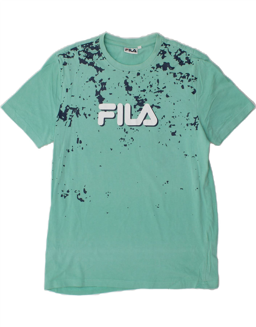 FILA Mens Graphic T-Shirt Top Small Turquoise Spotted Vintage Fila and Second-Hand Fila from Messina Hembry 