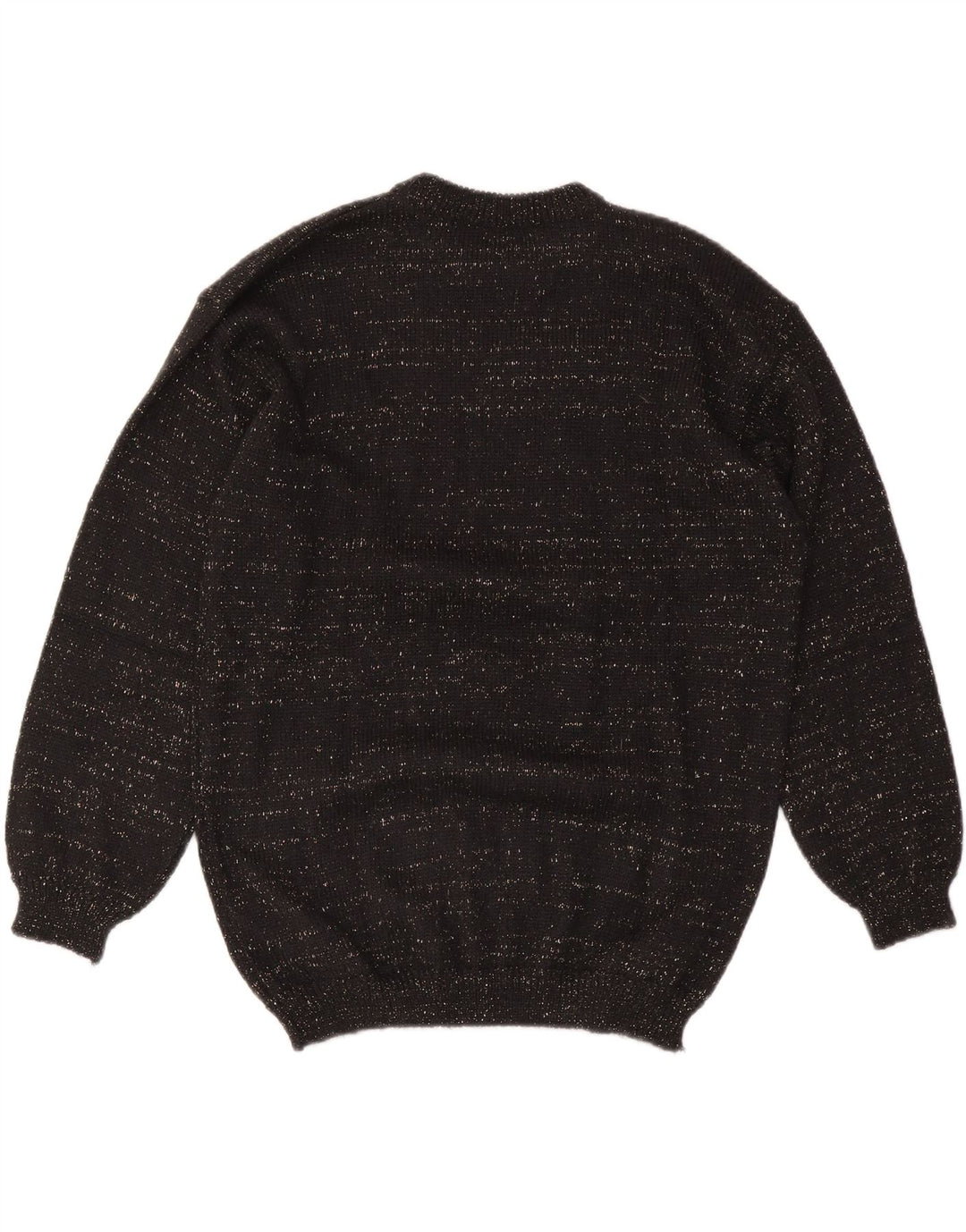 VINTAGE ženski džemper s okruglim izrezom UK 14 Srednji crni Argyle/Diamond