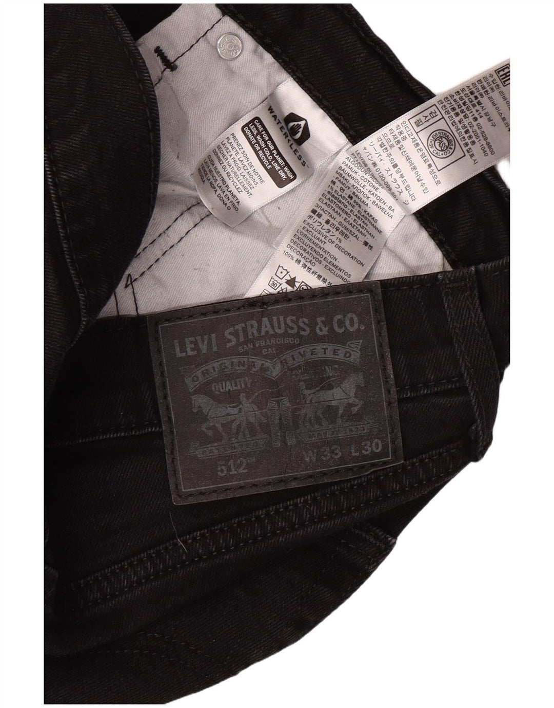LEVI'S muške 512 uske sužene traperice W33 L27 crni pamuk