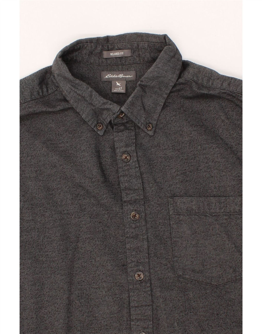 EDDIE BAUER Mens Relaxed Fit Shirt Large Grey Flecked Cotton Vintage Eddie Bauer and Second-Hand Eddie Bauer from Messina Hembry 
