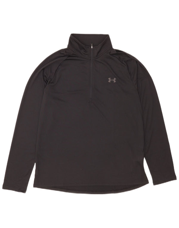 Under Armour Mens Zip Neck Top Long Sleeve Large Black Polyester