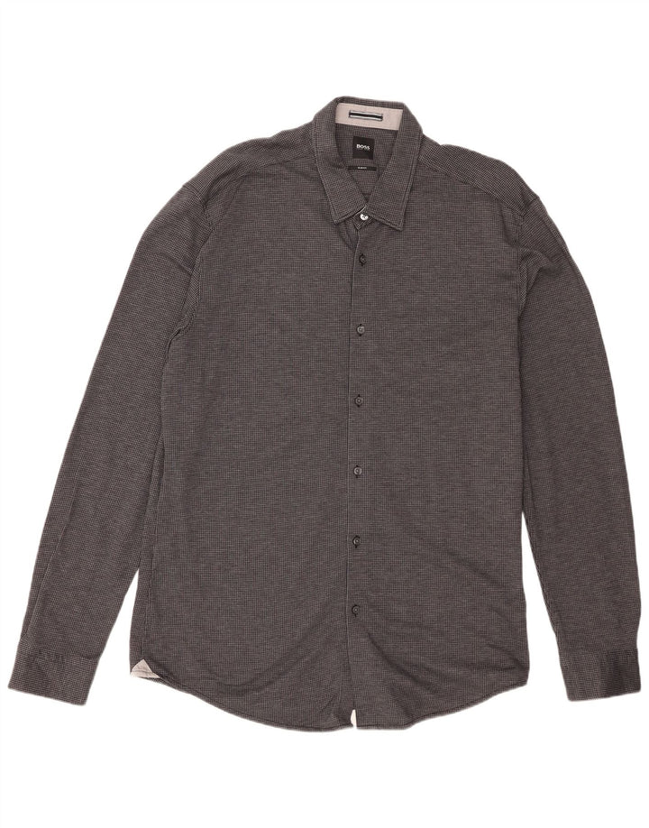 Hugo Boss muška uska košulja 2XL crna ptička zuba