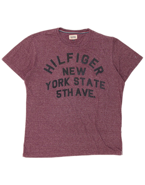Tommy Hilfiger Muška majica kratkih rukava s grafičkim motivima 2XL Bordo Flecked