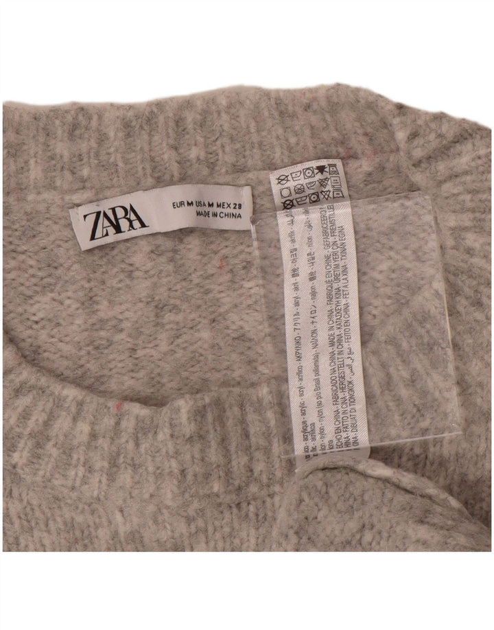 Zara ženski pulover s okruglim izrezom UK 14 srednje sivo s pjegama