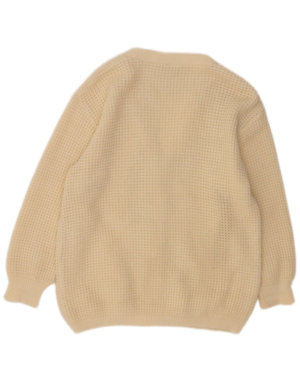 VINTAGE ženski kardigan džemper IT 48 XL sivo bijeli poliakril