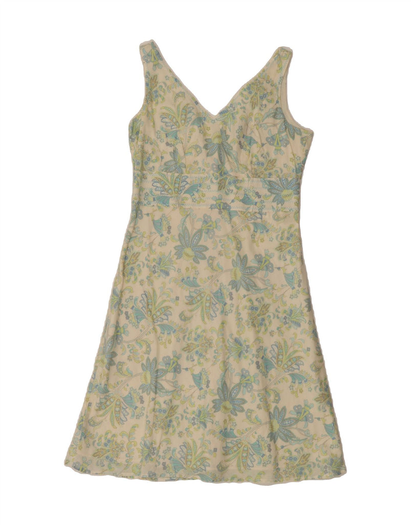 ANN TAYLOR Womens Petites Sleeveless A-Line Dress US 4 Small Beige Floral Vintage Ann Taylor and Second-Hand Ann Taylor from Messina Hembry 