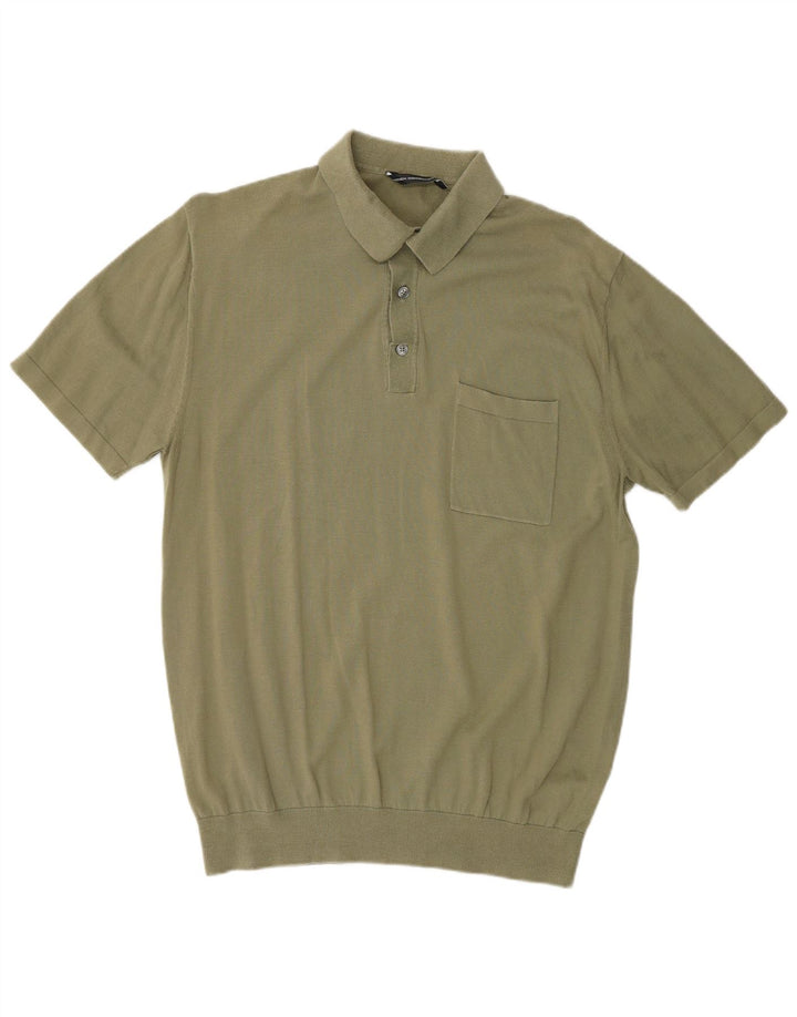 FRENCH CONNECTION Muški džemper kratkih rukava s polo izrezom, srednji kaki