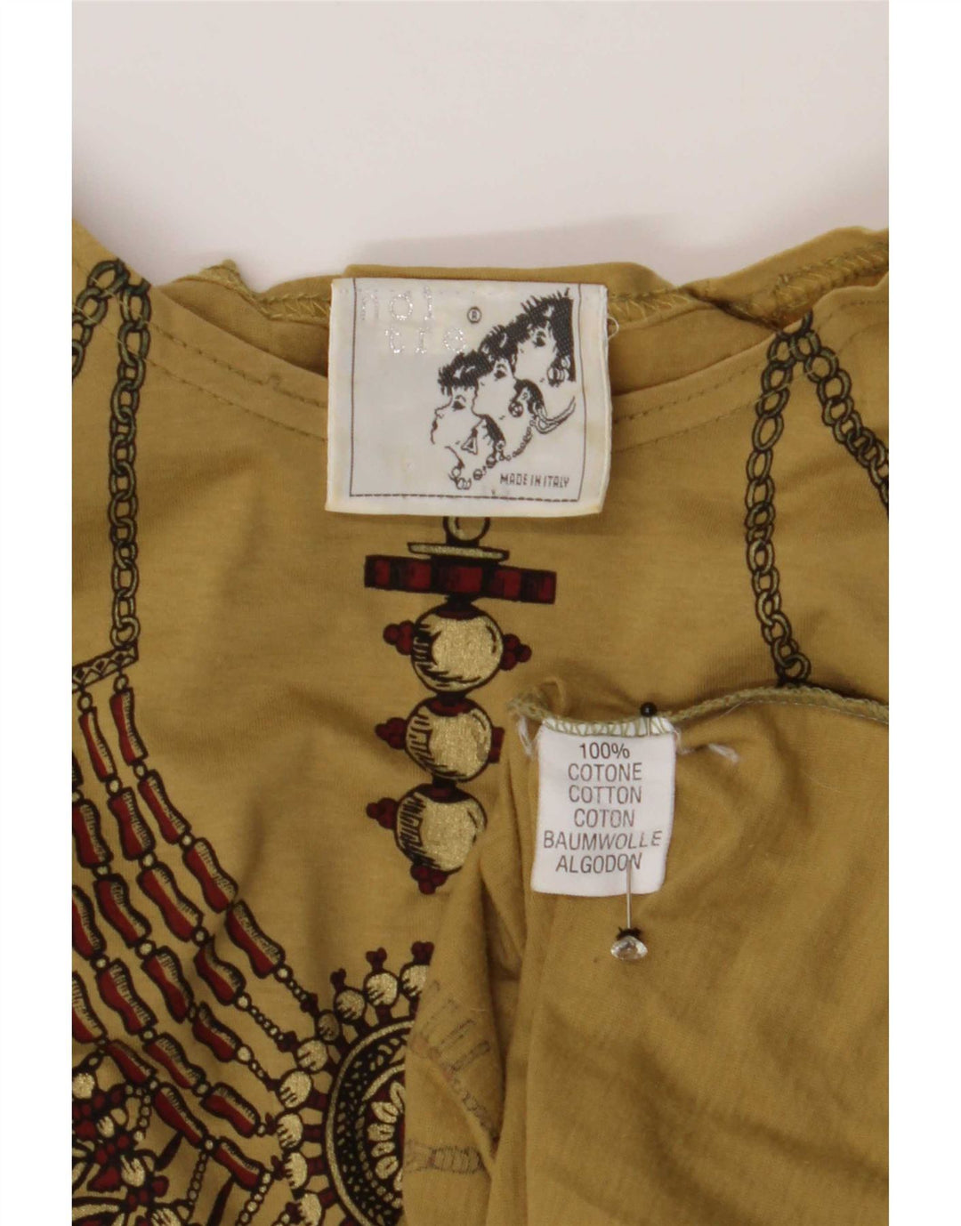 Vintage ženska majica kratkih rukava s apstraktnim uzorkom IT 46 Large Brown
