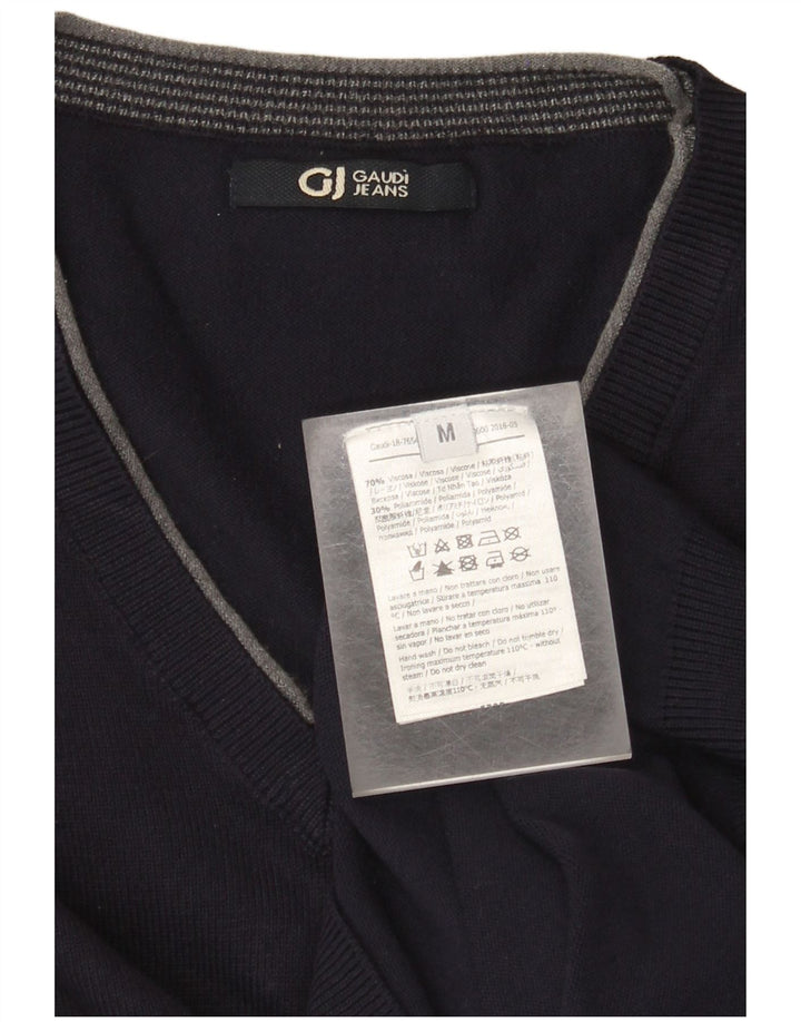 Gaudi muški džemper s V-izrezom srednje tamnoplave viskoze